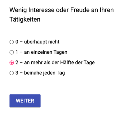 Beispiel einer Einfachauswahl